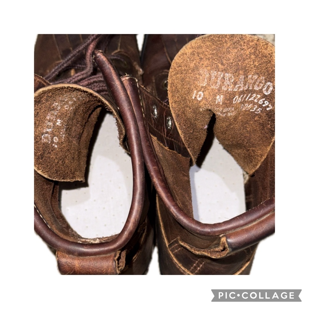 👢🤠 DURANGO Leather Lace-Up Boots Kiltie Fringe Vibram Sole Brown Women’s 10 - Picture 9 of 10